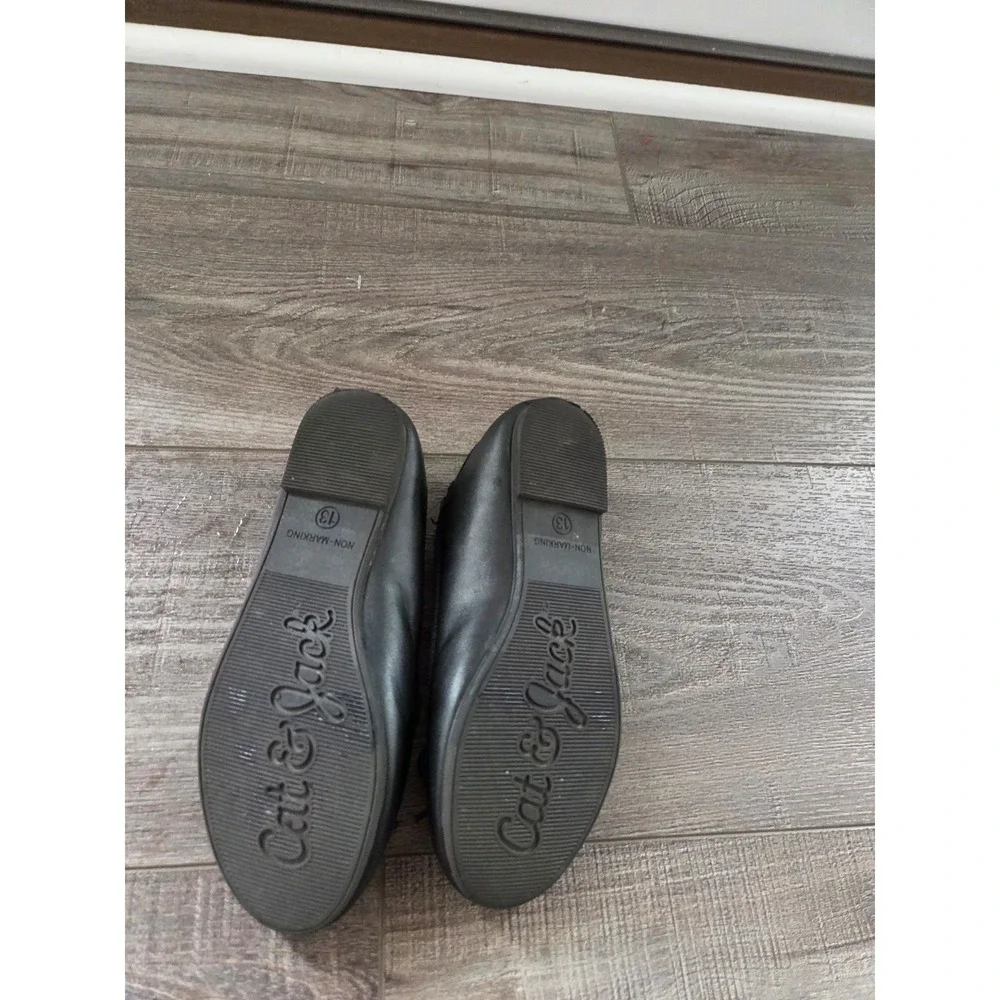 Cat and jack toddler girl black flat‎ shoes size 13
